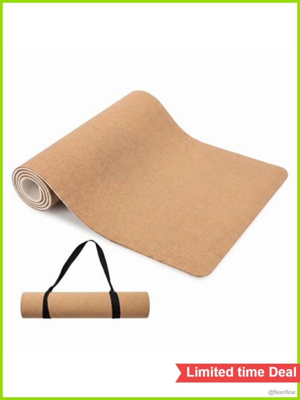 6mm Cork Yoga Mat Natural Rubber Extra Thick Cushioning Non-Slip Exercise Pad